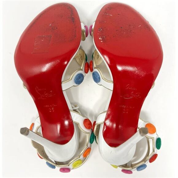 Christian Louboutin Smartissima Multicolor Pom-Pom Strap Sandals – Size 35 - Picture 7 of 9
